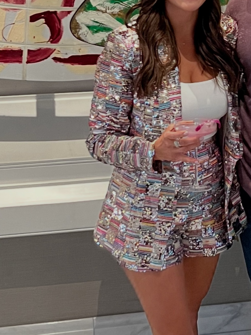 Main Strip Multicolor Tweed Blazer and Shorts Set